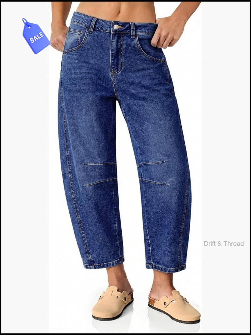 High Waisted Cropped Wide Leg Barrel Jeans Womens Stretchy Denim Pants